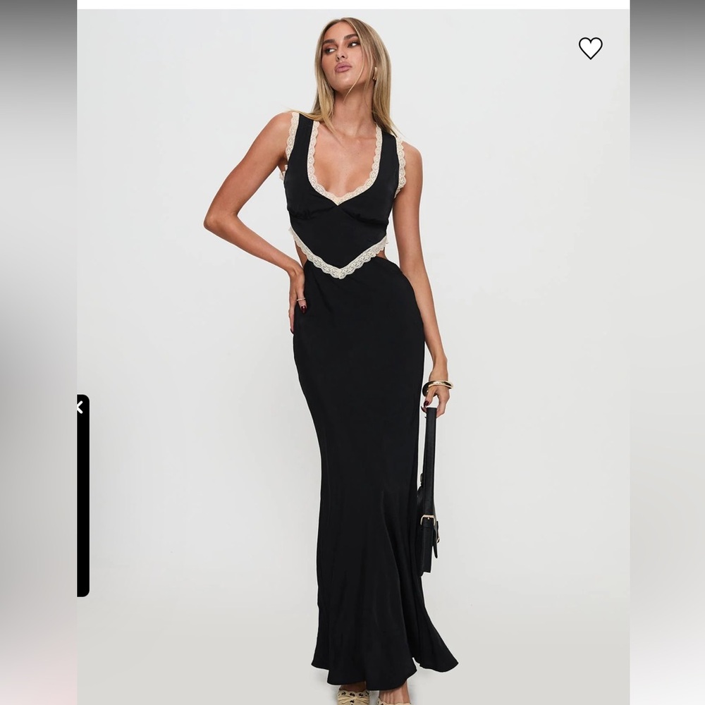 Keila Lace Trim Maxi Dress Black / Cream